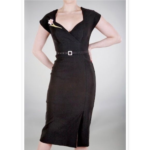 Bombshell Vintage Stop Staring Pencil skirt Paris Dress M 6 Dita Pinup 50ies - Picture 1 of 11